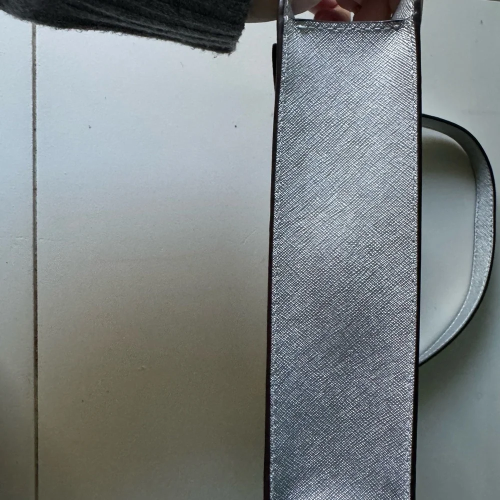 Michael Kors Silver Cynthia small shoulder flap bag